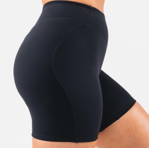 Women's high waisted no front seam yoga shorts with hiden scrunch seam