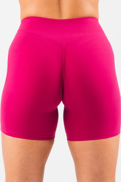 Women's high waisted no front seam yoga shorts with hiden scrunch seam