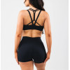 Women's v neck low impact cross back mesh sports bra