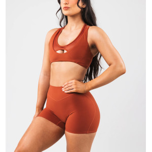 Women's v neck low impact cross back mesh sports bra