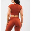 Short sleeve zip bra longline padded gym top