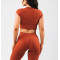 Short sleeve zip bra longline padded gym top