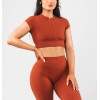 Short sleeve zip bra longline padded gym top