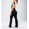 Short sleeve open back sports jumpsuits with flared leg