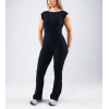 Short sleeve open back sports jumpsuits with flared leg