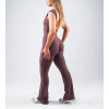 Short sleeve open back sports jumpsuits with flared leg