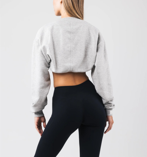 Women's oversized long sleeve cotton shrug stylish cropped sweatshirts top