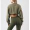 Women's oversized long sleeve cotton shrug stylish cropped sweatshirts top