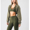 Women's oversized long sleeve cotton shrug stylish cropped sweatshirts top