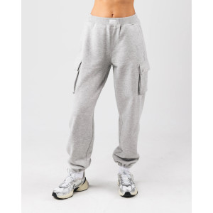 Women's mid rise cotton fleece cargo pants with side pockets