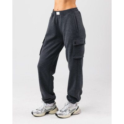 Women's mid rise cotton fleece cargo pants with side pockets