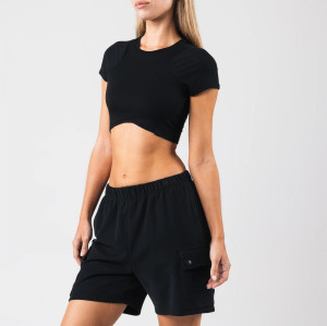 Women's short sleeve form fitting sports crop top lightweight flattering t shirts
