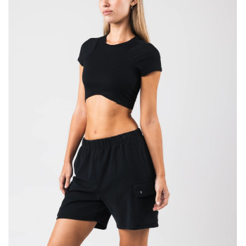 Women's short sleeve form fitting sports crop top lightweight flattering t shirts