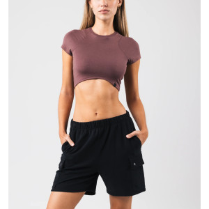Women's short sleeve form fitting sports crop top lightweight flattering t shirts