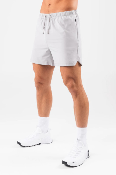 Men's elastic waist gym shorts with side split athletic running shorts with zipper pockets