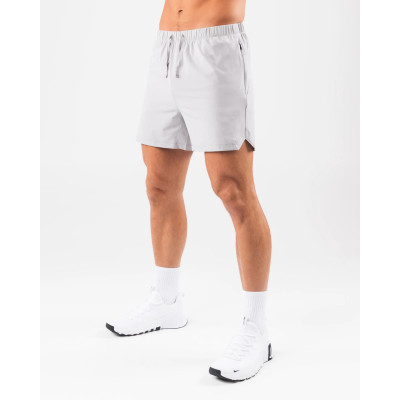 Men's elastic waist gym shorts with side split athletic running shorts with zipper pockets