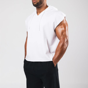Men's short sleeve cotton hoodies with kangaroo pockets