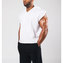 Men's short sleeve cotton hoodies with kangaroo pockets