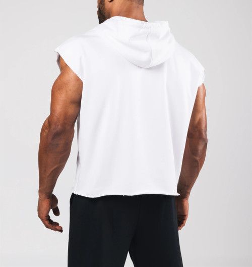 Men's short sleeve cotton hoodies with kangaroo pockets