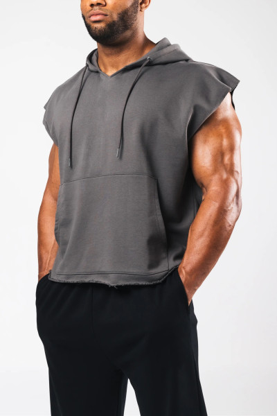Men's short sleeve cotton hoodies with kangaroo pockets