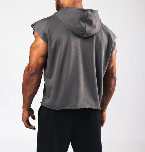 Men's short sleeve cotton hoodies with kangaroo pockets