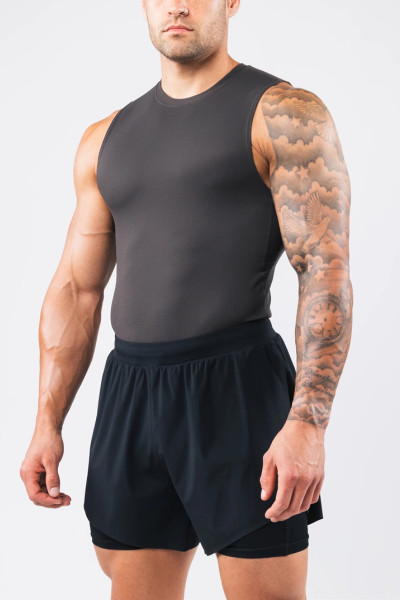 Men's slim fit crew neck stringers lightweight moisture wicking sleeveless gym top