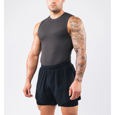 Men's slim fit crew neck stringers lightweight moisture wicking sleeveless gym top