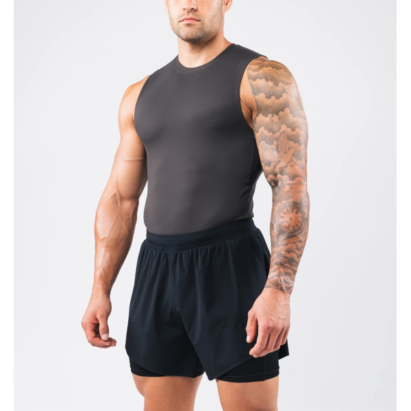 Men's slim fit crew neck stringers lightweight moisture wicking sleeveless gym top