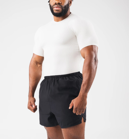 Men's ribbed short sleeve firm fitting tees bodybuilding sports tees