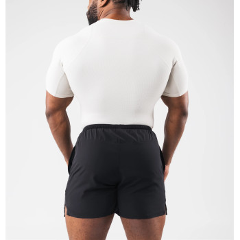 Men's ribbed short sleeve firm fitting tees bodybuilding sports tees