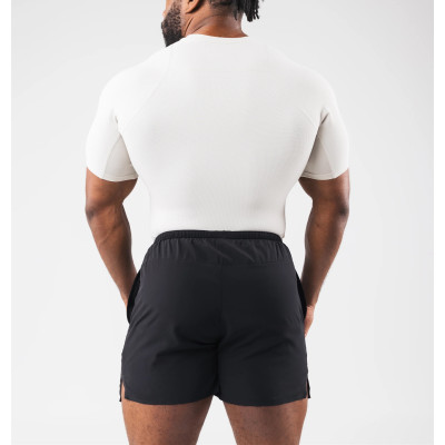 Men's ribbed short sleeve firm fitting tees bodybuilding sports tees