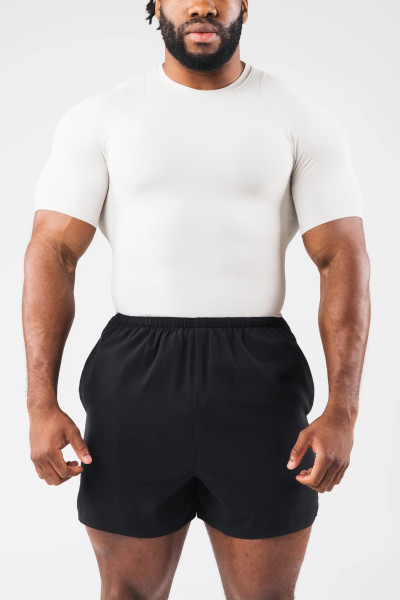 Men's ribbed short sleeve firm fitting tees bodybuilding sports tees