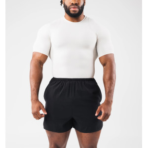 Men's ribbed short sleeve firm fitting tees bodybuilding sports tees