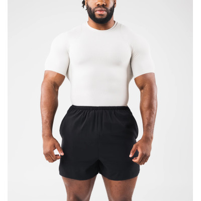 Men's ribbed short sleeve firm fitting tees bodybuilding sports tees