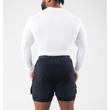 Men's long sleeve crew neck ribbed t shirts athletic fit sports tees