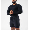 Men's long sleeve crew neck ribbed t shirts athletic fit sports tees