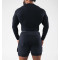 Men's long sleeve crew neck ribbed t shirts athletic fit sports tees