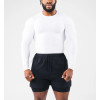 Men's long sleeve crew neck ribbed t shirts athletic fit sports tees