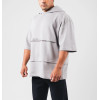 Men's crew neck loose fit short sleeve hoodies cotton terry hooded pullover