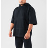 Men's crew neck loose fit short sleeve hoodies cotton terry hooded pullover