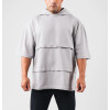 Men's crew neck loose fit short sleeve hoodies cotton terry hooded pullover