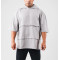 Men's crew neck loose fit short sleeve hoodies cotton terry hooded pullover