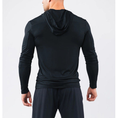 Long sleeve hooded athletic fit t shirts lightweight moisture wicking sports tees