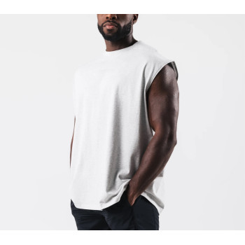 Men's crew neck workout tank tops loose fit cotton athleisure stringers