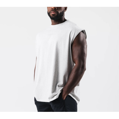 Men's crew neck workout tank tops loose fit cotton athleisure stringers