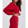Women's long sleeve cropped zip up hoodies full zip cotton jackets with hood