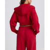 Women's long sleeve cropped zip up hoodies full zip cotton jackets with hood