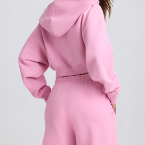 Women's long sleeve cropped zip up hoodies full zip cotton jackets with hood