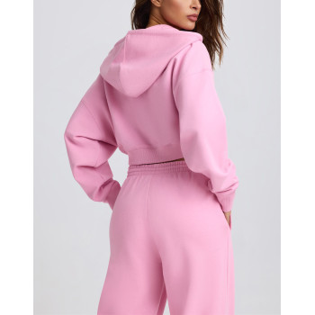 Women's long sleeve cropped zip up hoodies full zip cotton jackets with hood