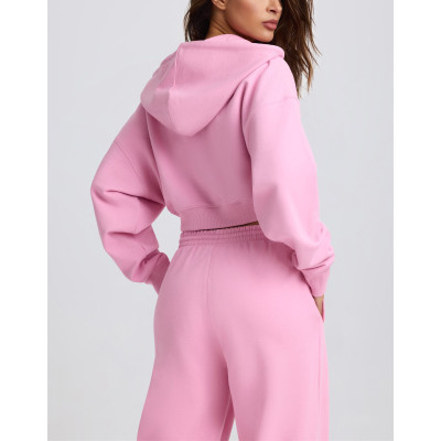 Women's long sleeve cropped zip up hoodies full zip cotton jackets with hood